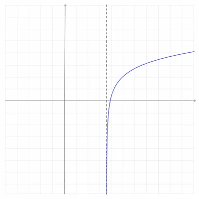 Graph of a shifted logarithmic curve with a vertical asymptote to the right of the y-axis.