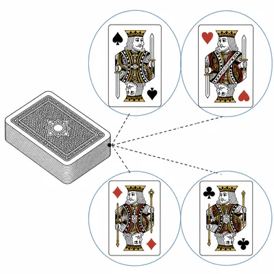 Deck of cards with four crown cards highlighted.