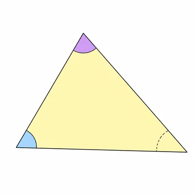 A triangle with two angles highlighted and the third angle shown as unknown.