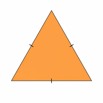 An equilateral triangle with all three sides marked equal.