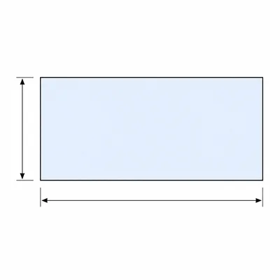 A shaded rectangle with dimension arrows showing its width and length.
