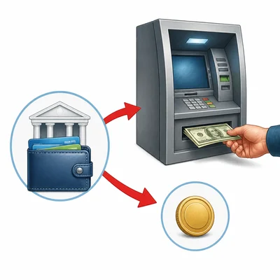ATM withdrawal and fee both decreasing a bank account balance.