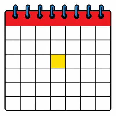 Blank calendar grid with one square highlighted.