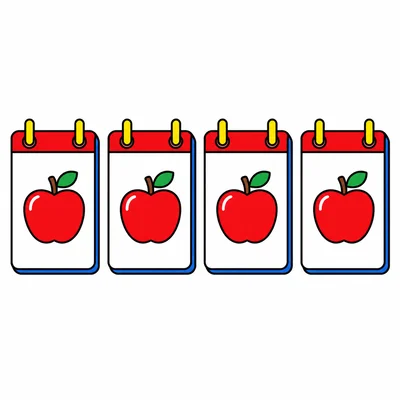 Four blank school day cards with apples.