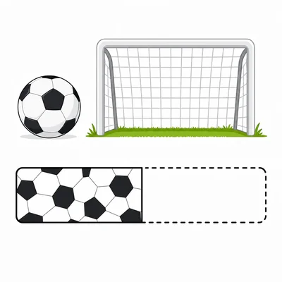 A soccer scene with a bar model showing first-half goals and an unknown second-half part.