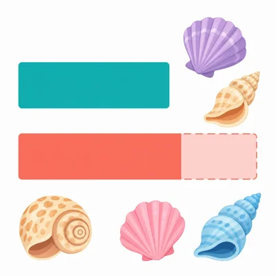 Two comparison bars with the extra part highlighted, surrounded by shells.