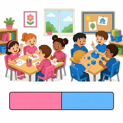 A classroom group and a two-part bar model for girls and boys.