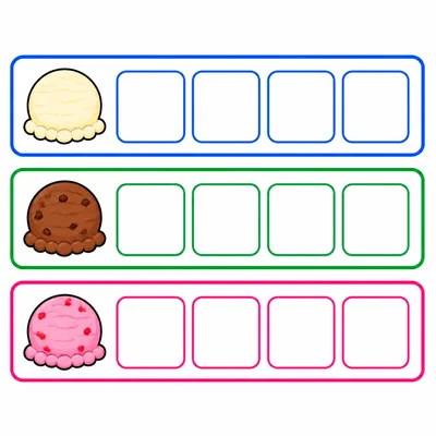 Blank pictograph template with vanilla, chocolate, and strawberry ice cream rows.