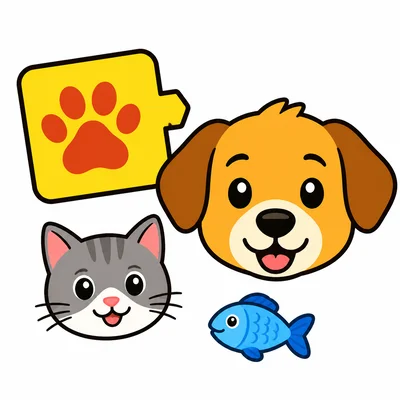 A pictograph key idea showing one paw print picture for one pet.