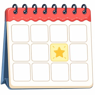 Calendar page with the seventh day square highlighted.