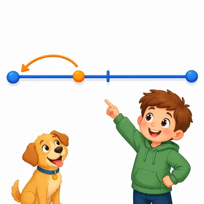 Blank number line showing a point before the midpoint rounding down to the left endpoint.