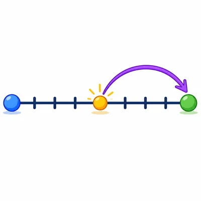 Blank number line showing a halfway point rounding up.
