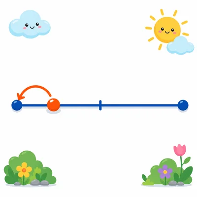 Blank number line showing a point near the left endpoint rounding down.