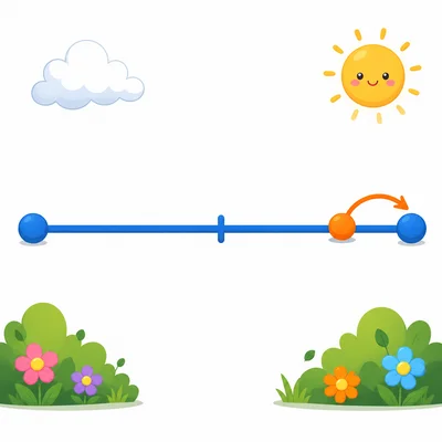 Blank number line showing a point very close to the right endpoint rounding up.
