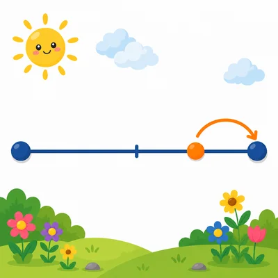 Blank number line showing a point well past the midpoint rounding up.