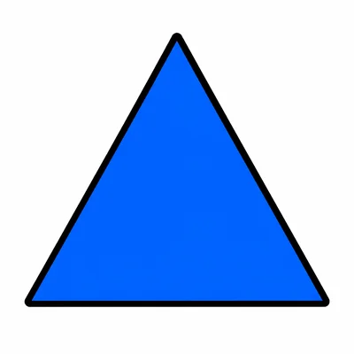 A blue triangle on a white background