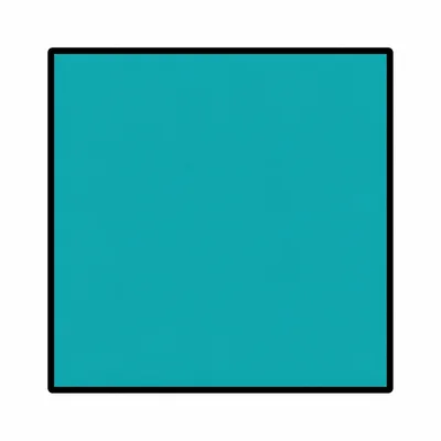 A teal square on a white background