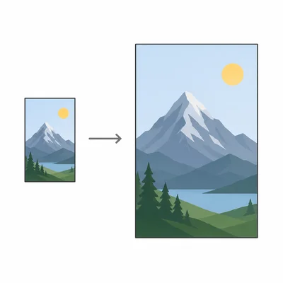 A small photo enlarged into a larger photo with the same proportions.