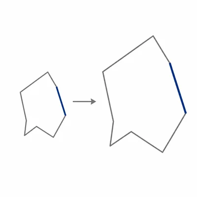 Two similar figures with corresponding sides highlighted.