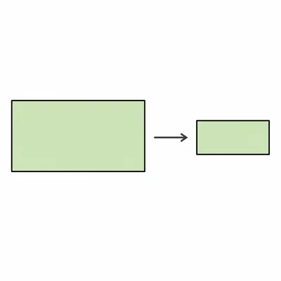 A rectangle reduced to a smaller similar rectangle.
