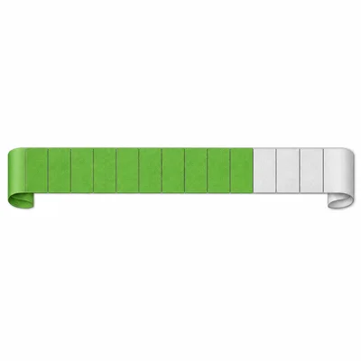 A ribbon divided into sixteen equal sections with twelve sections colored green.