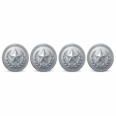 Four silver coins arranged in a row.