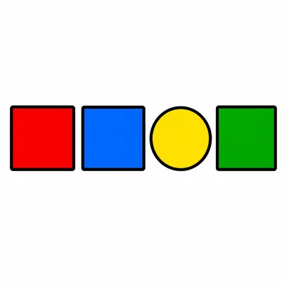 Four shapes: three squares and one circle.