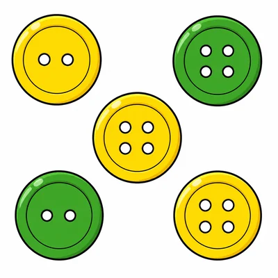 Five buttons: three yellow and two green.