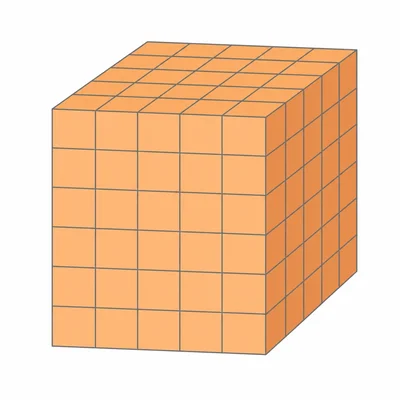A cube made of smaller unit cubes with five cubes along each edge.