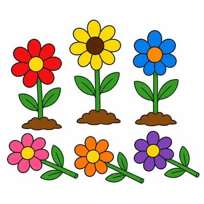 Six flowers with three picked.