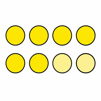 Eight yellow circles with two faded to show taken away