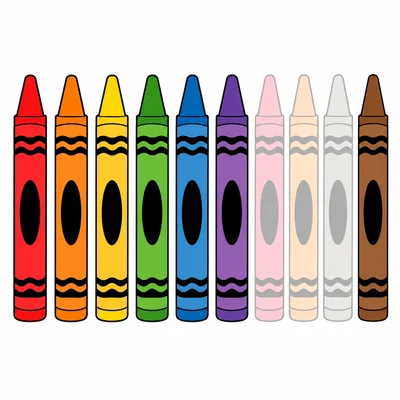 Ten crayons with three faded to show lost crayons