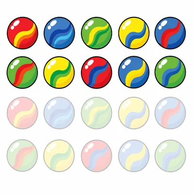 Twenty marbles with nine faded to show taken away
