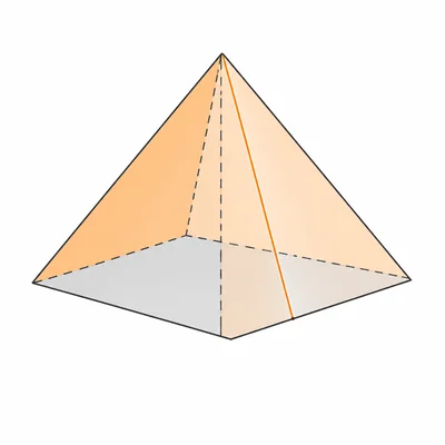 A square pyramid with a highlighted slant height on one triangular face.