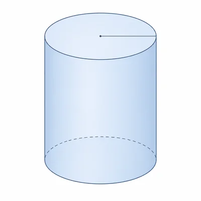 An upright cylinder with a radius line on the top circle.