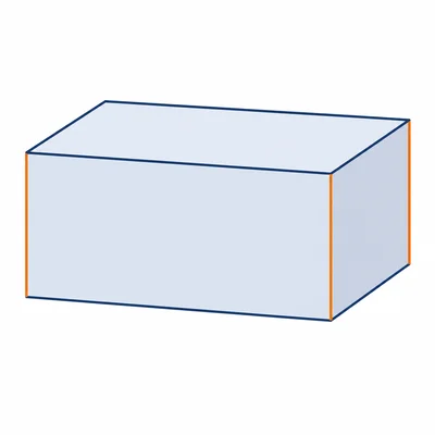 A rectangular prism with its vertical height edges highlighted.