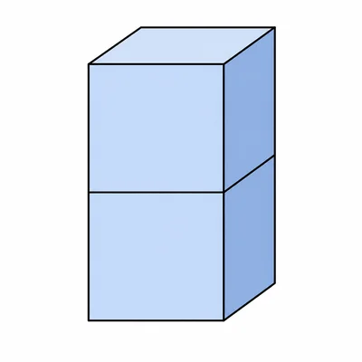 Two identical cubes joined face-to-face forming one rectangular block.