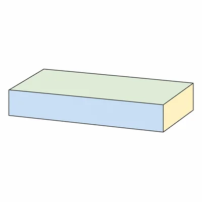 A shallow rectangular prism with visible top, front, and side faces.