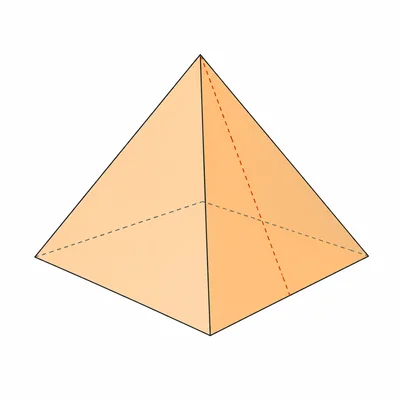 A square pyramid with its triangular faces and slant height indicated visually.