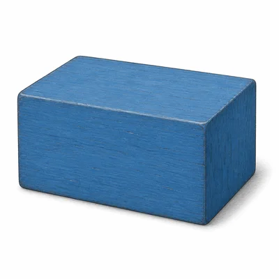 A wooden rectangular block with its outside faces painted.