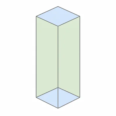 A tall rectangular prism with square top and bottom faces.