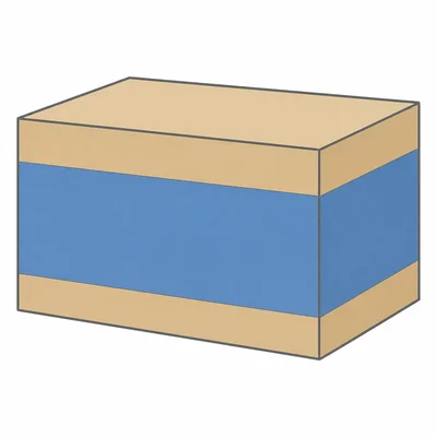 A box with a label band covering the side faces only.