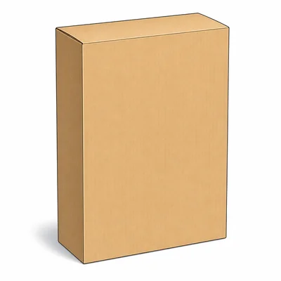 A plain cereal box shaped like a rectangular prism.
