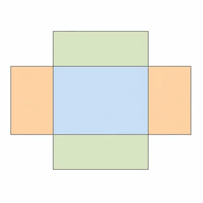 A rectangular prism net with six colored rectangular faces.