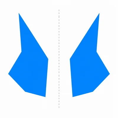Two same-size shapes, with one flipped as a mirror image of the other.