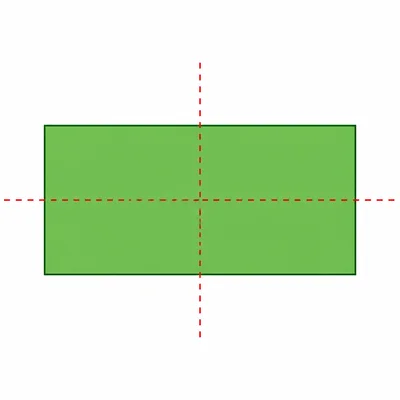 A non-square rectangle with vertical and horizontal symmetry lines shown.