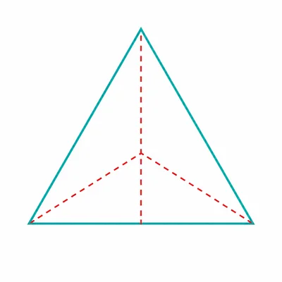 An equilateral triangle with its symmetry lines shown.