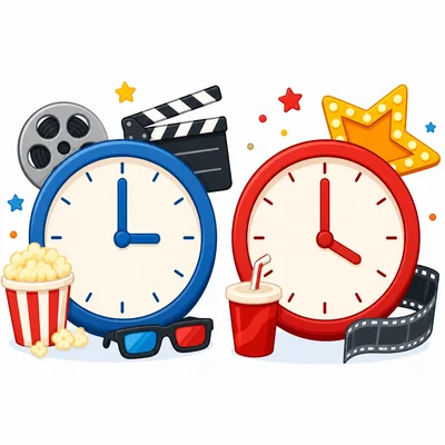 Two clocks for a movie start and end time.