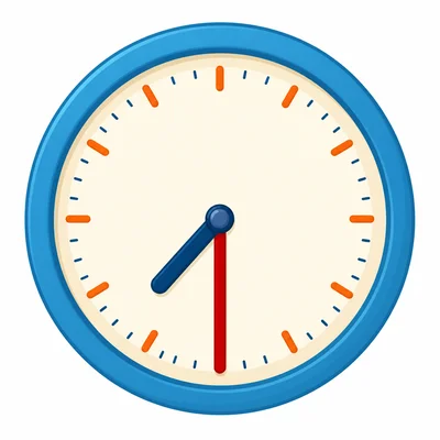 Analog clock showing half past seven.