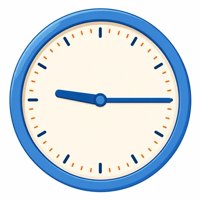 Analog clock showing quarter past nine.